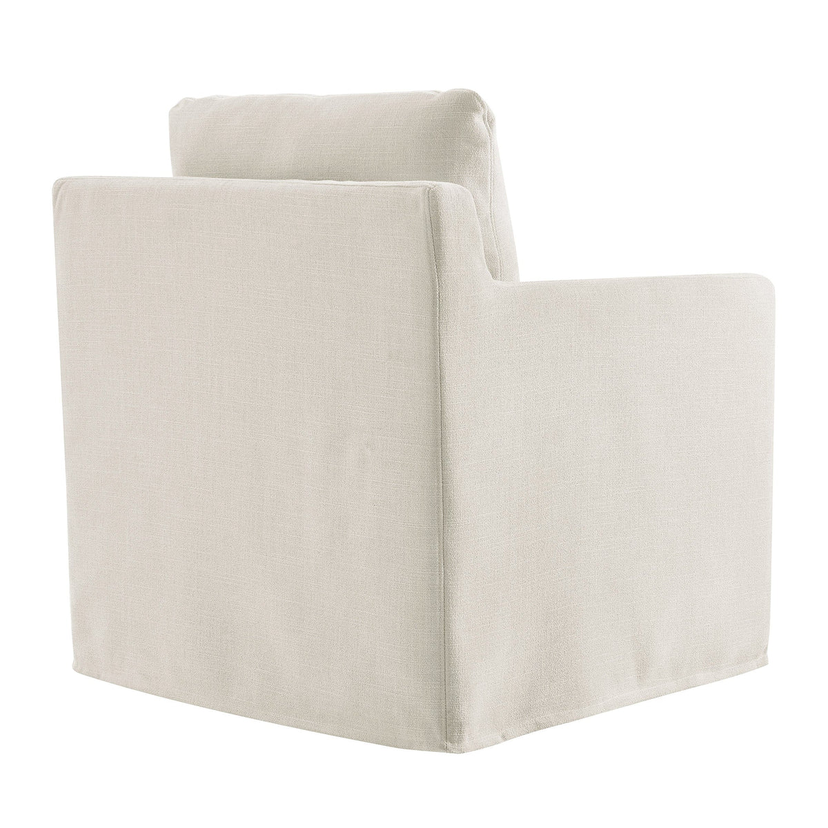 Serene fabric slipcovered swivel armchair in beige upholstery accent chair on Tampa Home & Garden Store