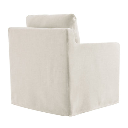 Serene fabric slipcovered swivel armchair in beige upholstery accent chair on Tampa Home & Garden Store