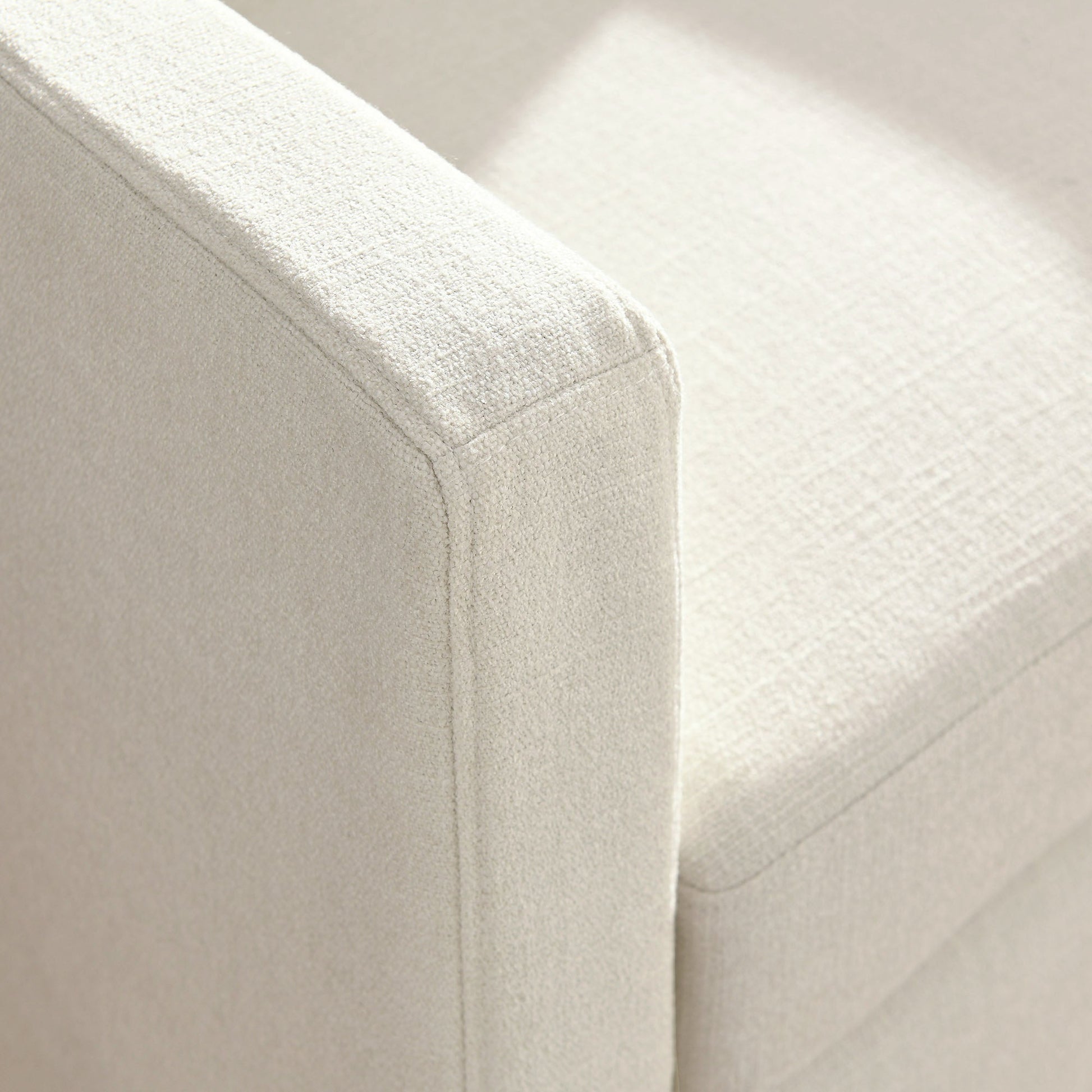 Serene Fabric Slipcovered Swivel Armchair beige upholstery close-up on Tampa Home & Garden Store