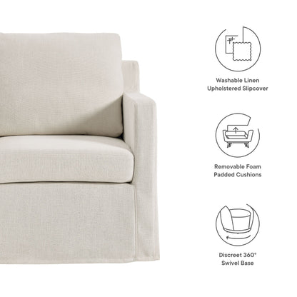 Serene Fabric Slipcovered Swivel Armchair beige upholstery accent chair by Modway on Tampa Home & Garden Store