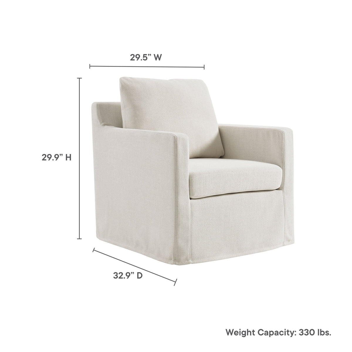 Serene Fabric Slipcovered Swivel Armchair by Modway, beige linen upholstery accent chair on Tampa Home & Garden Store