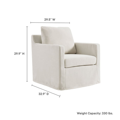 Serene Fabric Slipcovered Swivel Armchair by Modway, beige linen upholstery accent chair on Tampa Home & Garden Store