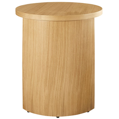 Aspect Round Wood End Table by Modway, natural oak finish with vertical grain pedestal on Tampa Home & Garden Store