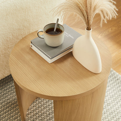 Aspect Round Wood End Tables pair in light oak by HouseOfZazla on Tampa Home & Garden Store