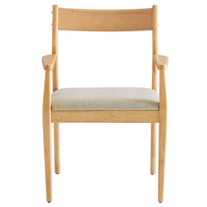 Solara Fabric Wood Dining Armchair by Modway with natural wood frame and beige upholstered seat on Tampa Home & Garden Store