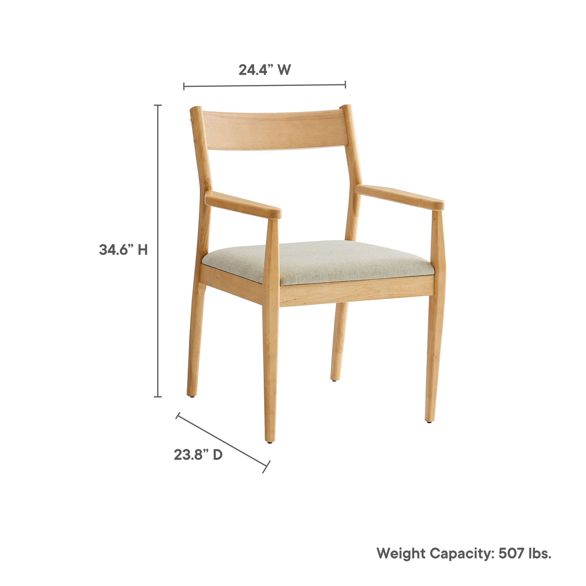 Solara Fabric Wood Dining Armchairs set of 2 by Modway, light oak frame with fabric seats on Tampa Home & Garden Store