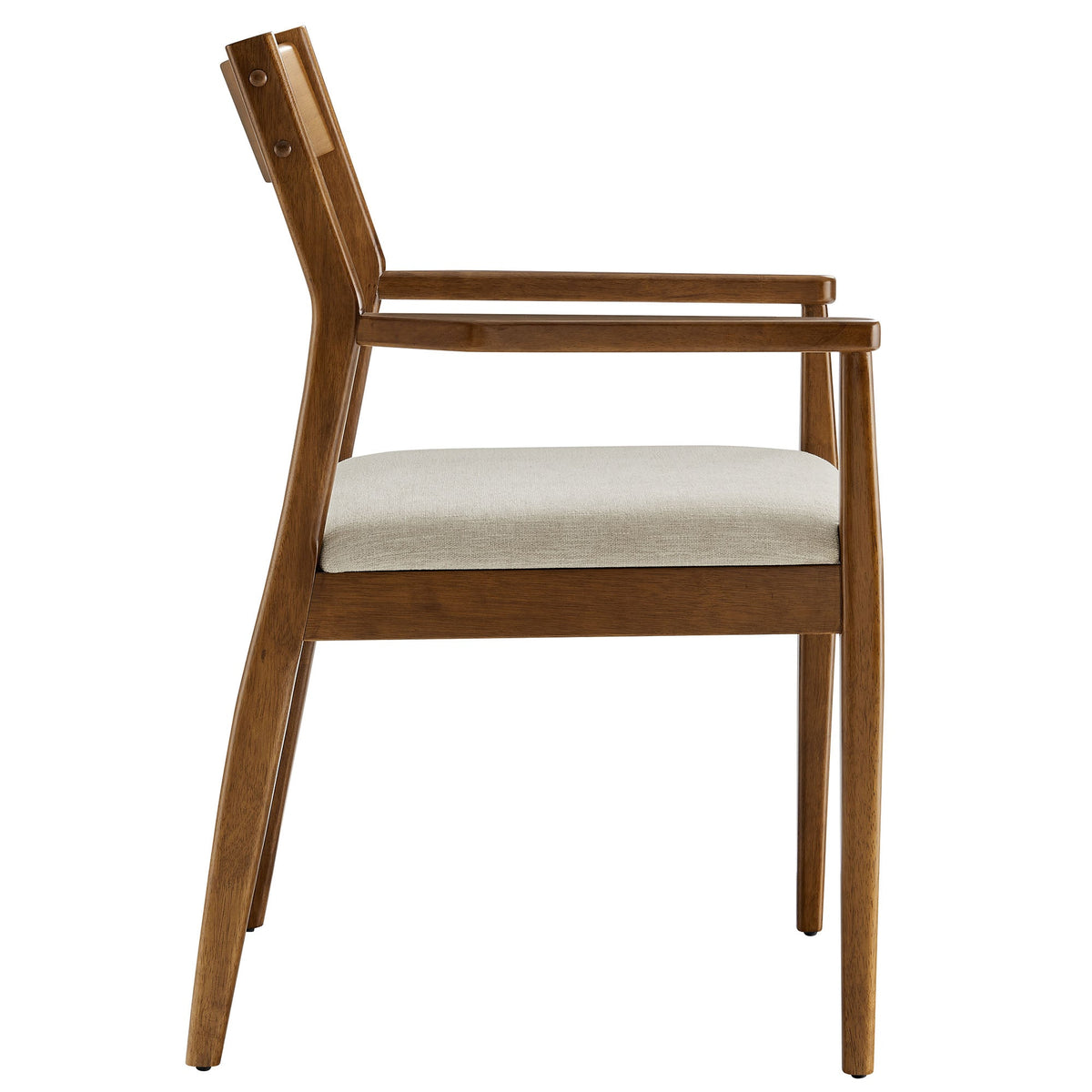 Solara Fabric Wood Dining Armchairs Set of 2 with brown wood frame and beige fabric seats on Tampa Home & Garden Store