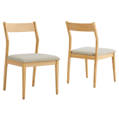 Solara Fabric Wood Dining Side Chairs set of 2 in light oak with beige fabric cushions on Tampa Home & Garden Store