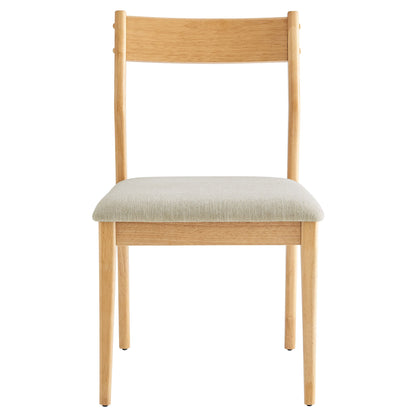 Solara Fabric Wood Dining Side Chairs set of 2, beige upholstered seat with light oak frame on Tampa Home & Garden Store