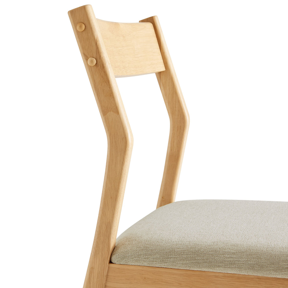 Solara Fabric Wood Dining Side Chairs Set of 2, light oak frame, beige fabric upholstery on Tampa Home & Garden Store