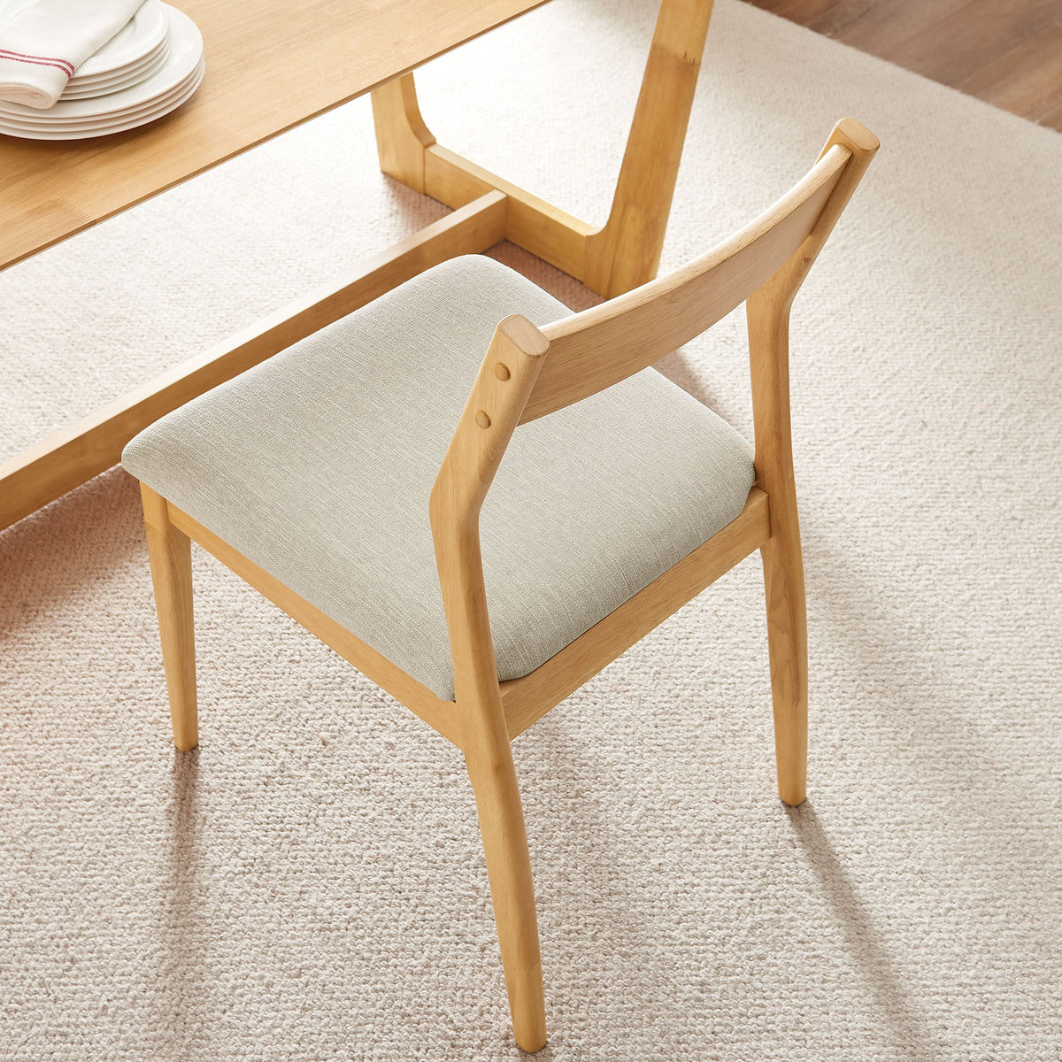 Solara Fabric Wood Dining Side Chairs set of 2 by Modway in light wood with beige cushions on Tampa Home & Garden Store