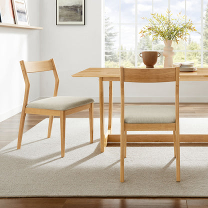 Solara Fabric Wood Dining Side Chairs set of 2 with wood frames and gray upholstery on Tampa Home & Garden Store