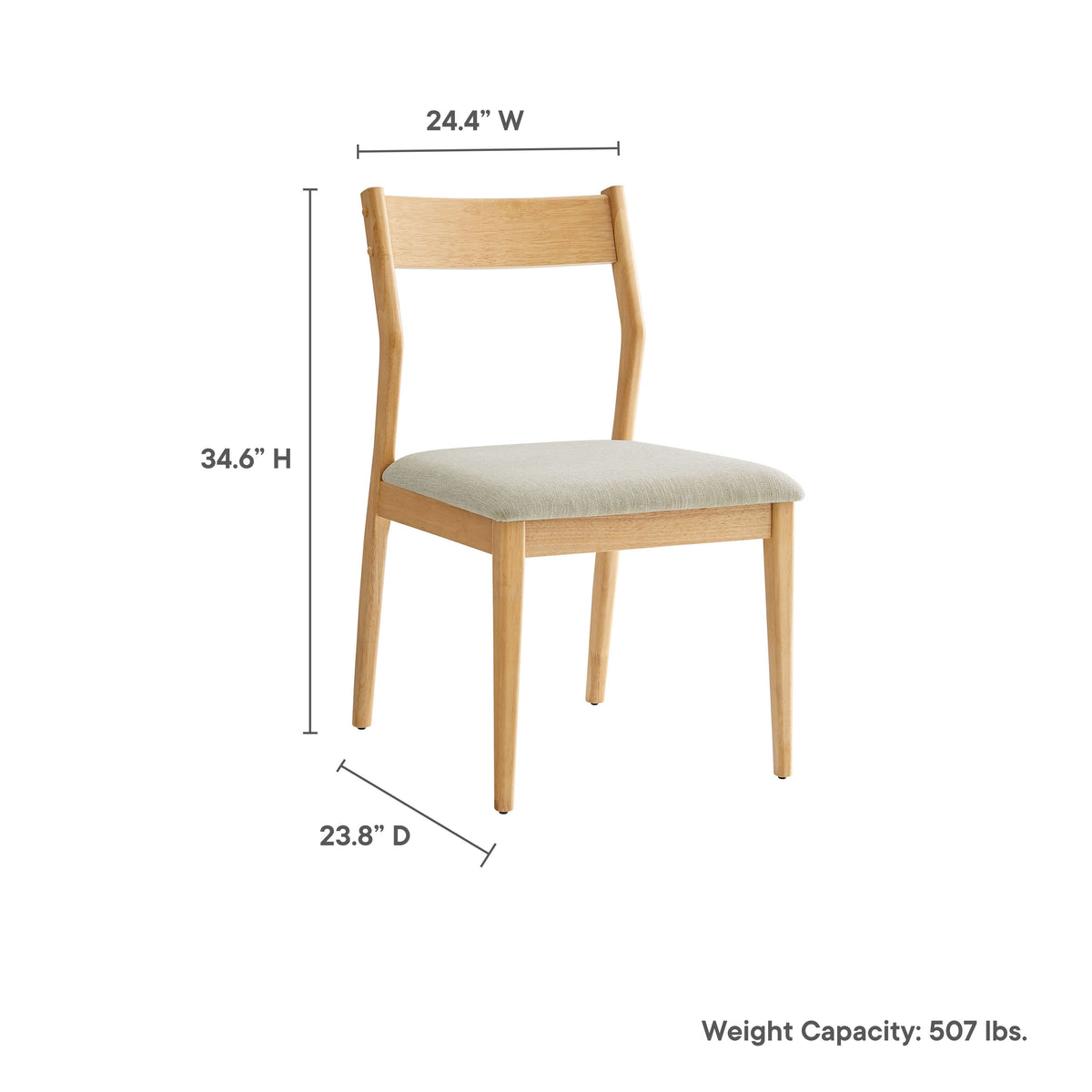 Solara Fabric Wood Dining Chairs pair, natural wood with beige fabric seat by HouseOfZazla on Tampa Home & Garden Store