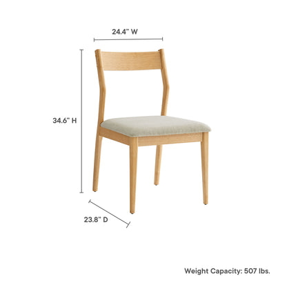 Solara Fabric Wood Dining Chairs pair, natural wood with beige fabric seat by HouseOfZazla on Tampa Home & Garden Store
