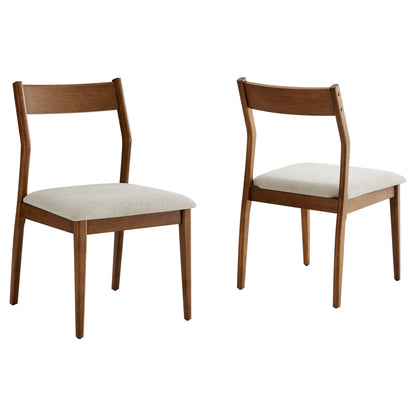Solara Fabric Wood Side Chairs set of 2 with brown frame and beige fabric seats on Tampa Home & Garden Store