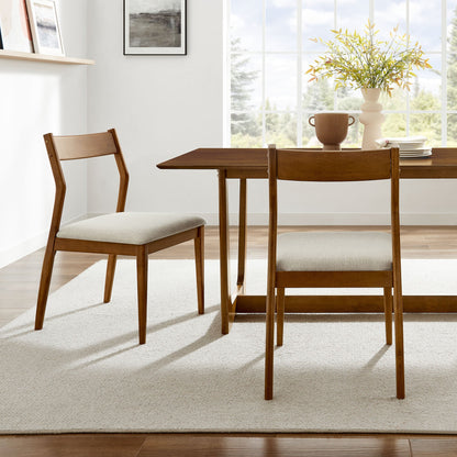 Solara Fabric Wood Dining Side Chairs set of 2 with beige upholstered seats by Modway on Tampa Home & Garden Store