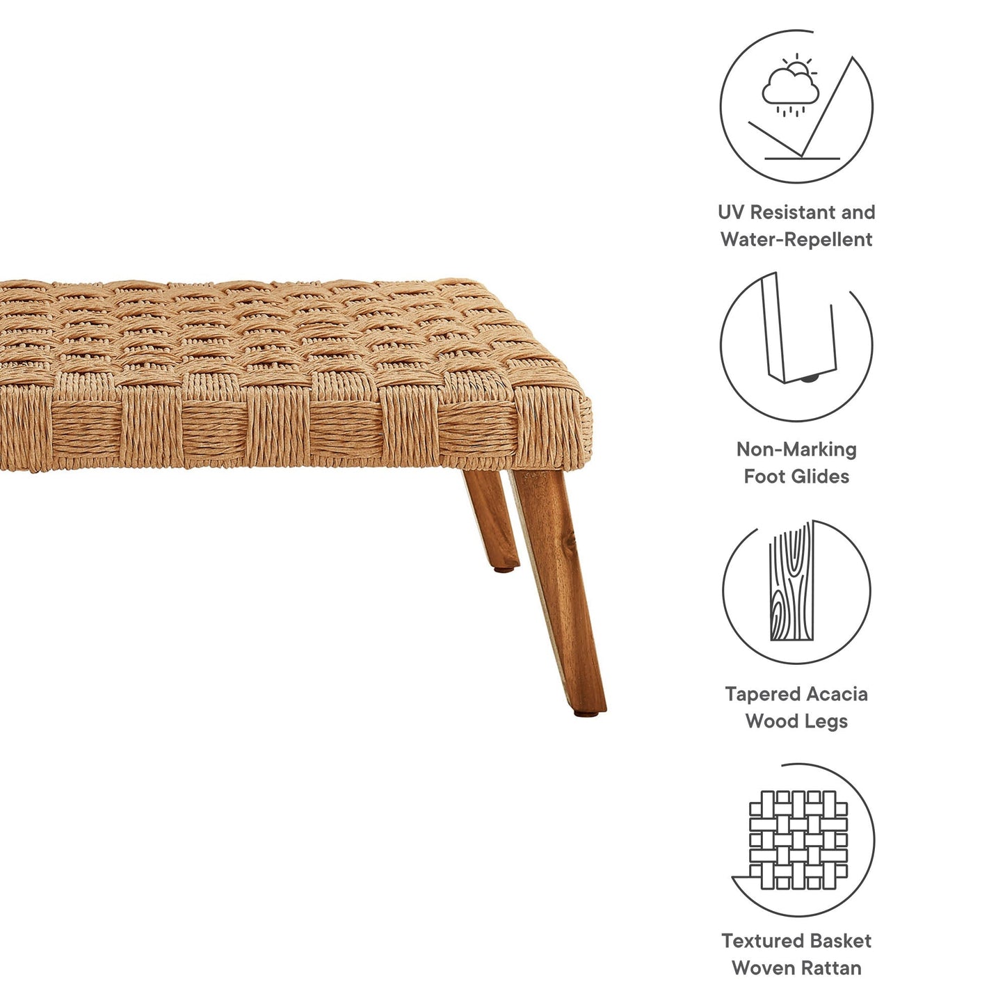 Thames Outdoor Wicker Patio Coffee Table for Deck
