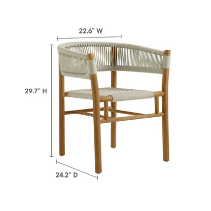 Vienna 5-Piece outdoor teak and rope dining set with curved-back armchairs by Modway on Tampa Home & Garden Store