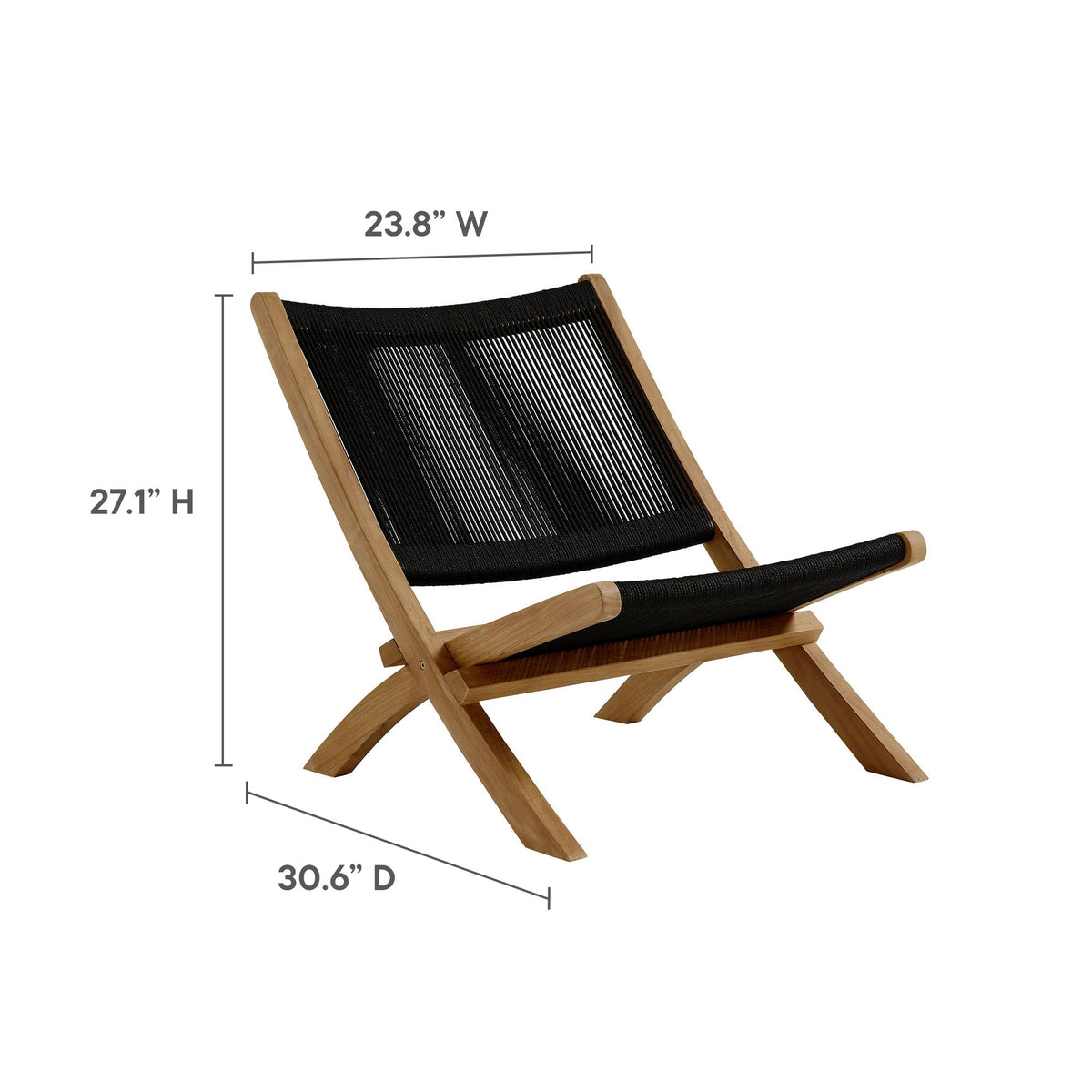 Vienna 2-Piece Teak and Rope Lounge Chair and Ottoman by Modway in teak with black rope on Tampa Home & Garden Store