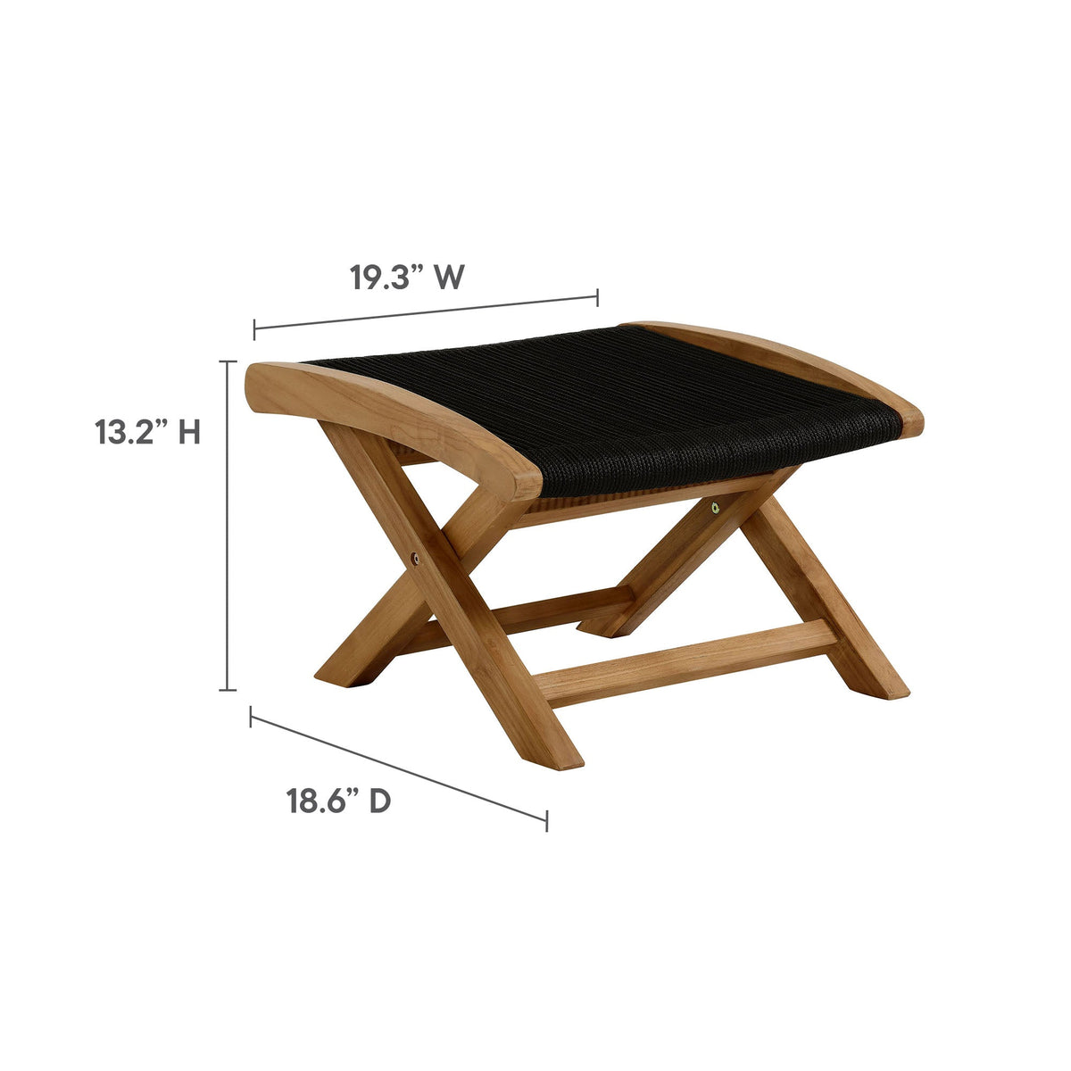 Vienna 2-Piece Outdoor Teak Rope Lounge Chair and Ottoman with black woven seat by Modway on Tampa Home & Garden Store
