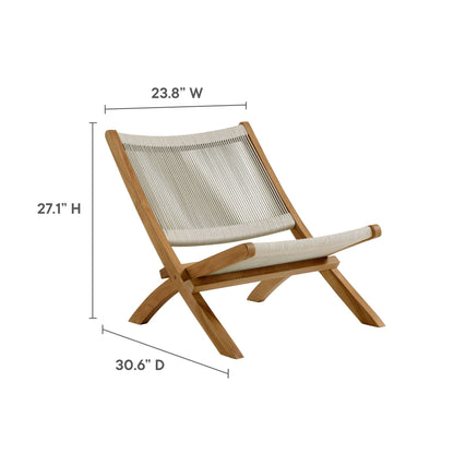 Vienna 2-piece teak rope lounge chair and ottoman; beige rope on Tampa Home & Garden Store