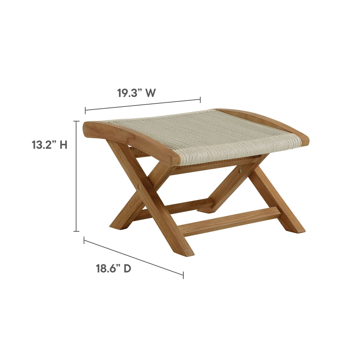 Vienna 2-Piece outdoor teak and rope folding lounge chair and ottoman set Modway, rope weave on Tampa Home & Garden Store
