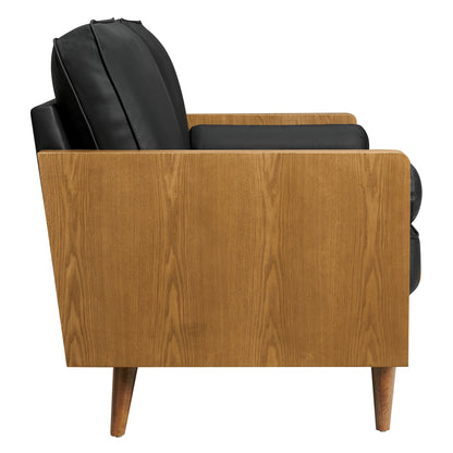 Kellan vegan leather loveseat by Modway; black cushions on wood frame with tapered legs on Tampa Home & Garden Store