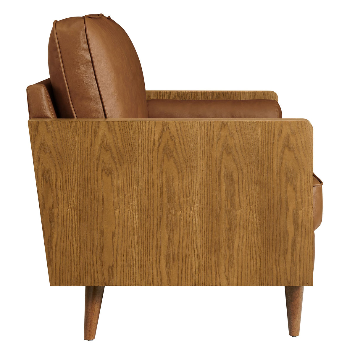 Kellan vegan leather loveseat by Modway, brown leather with wood frame and tapered legs on Tampa Home & Garden Store