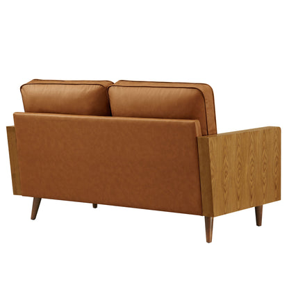 Kellan Vegan Leather Loveseat by Modway in tan vegan leather with a solid wood frame on Tampa Home & Garden Store