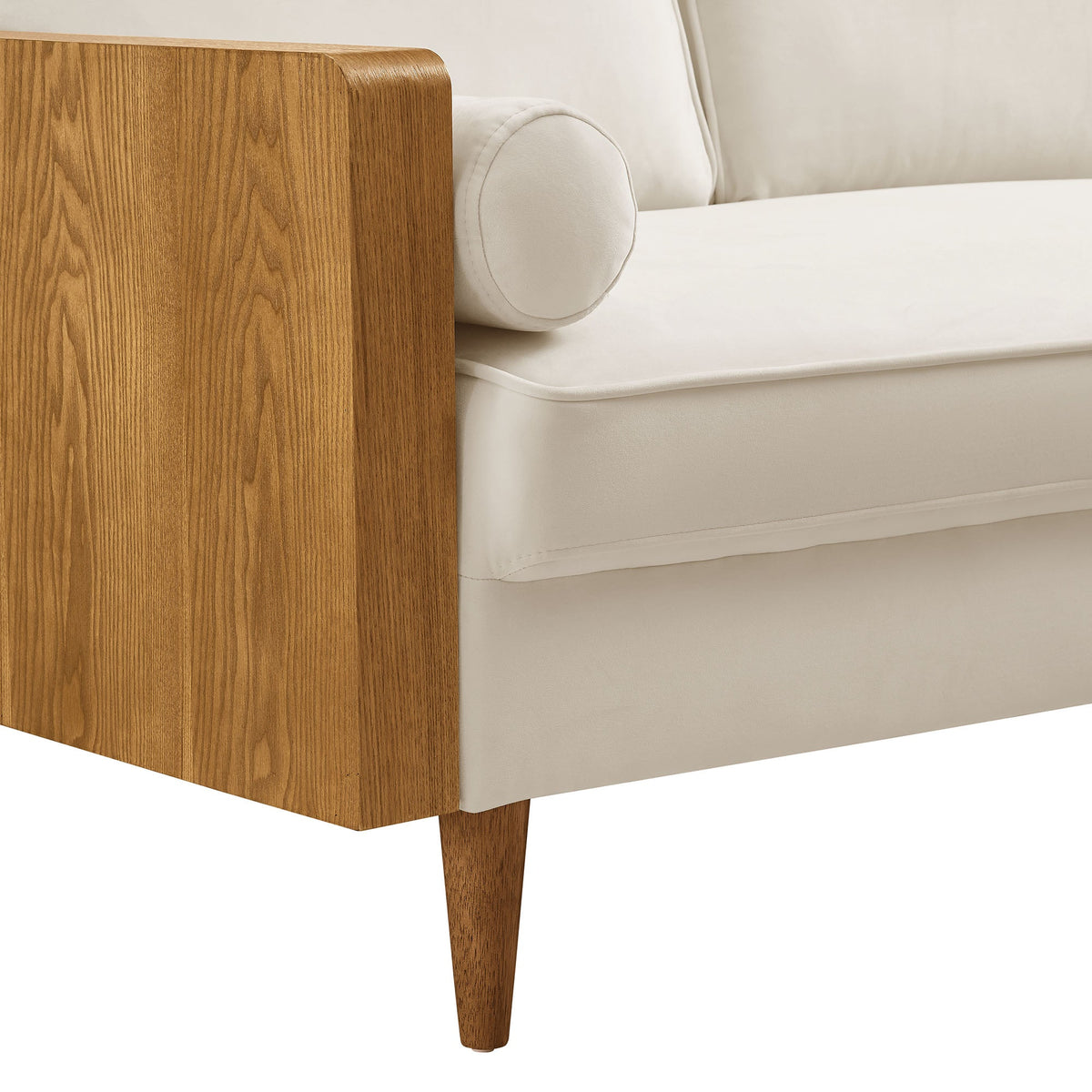 Kellan Performance Velvet Sofa cream velvet upholstery, solid wood arm & legs on Tampa Home & Garden Store