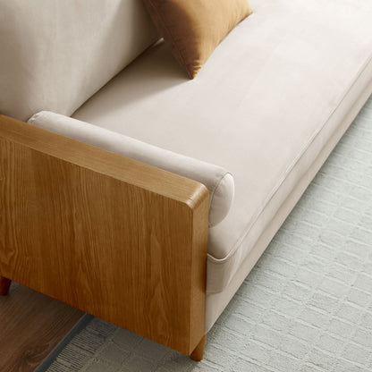 Kellan Performance Velvet Sofa by Modway beige velvet with wood frame on Tampa Home & Garden Store