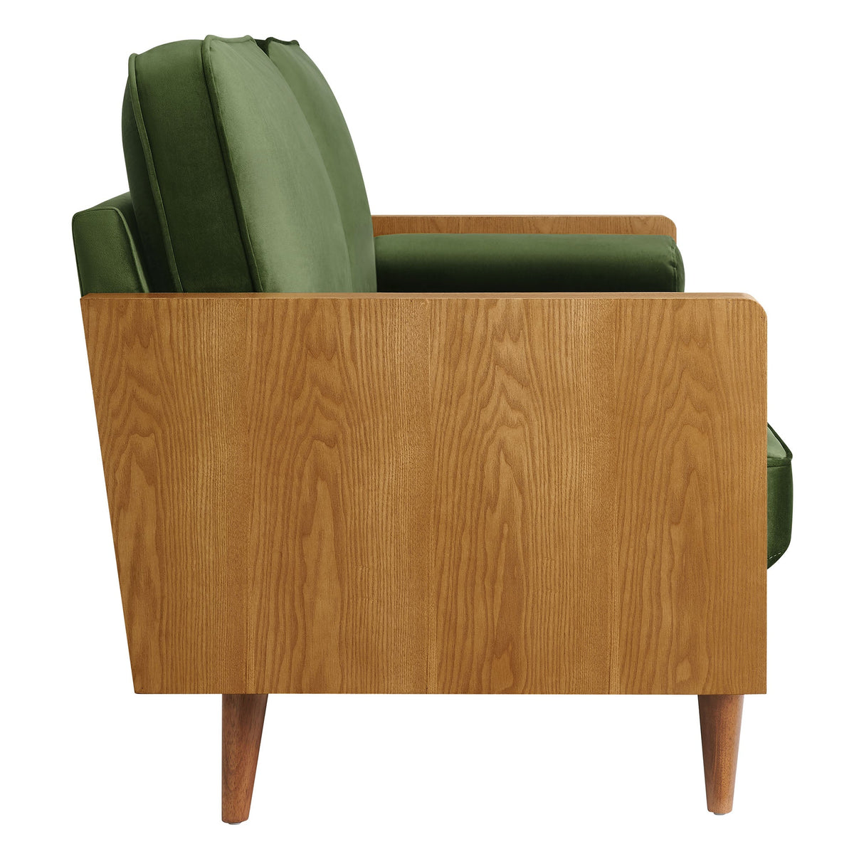 Kellan Performance Velvet Sofa by Modway, green velvet cushions with light oak wood frame on Tampa Home & Garden Store
