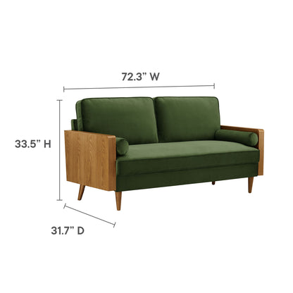 Kellan Performance Velvet Sofa by Modway in green velvet with wood frame on Tampa Home & Garden Store