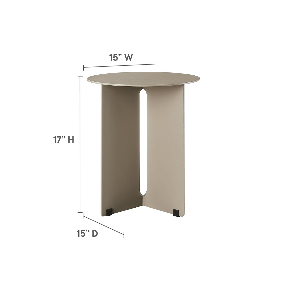 Tecton outdoor patio aluminum side table by Modway, taupe finish, 15W x 15D x 17H on Tampa Home & Garden Store