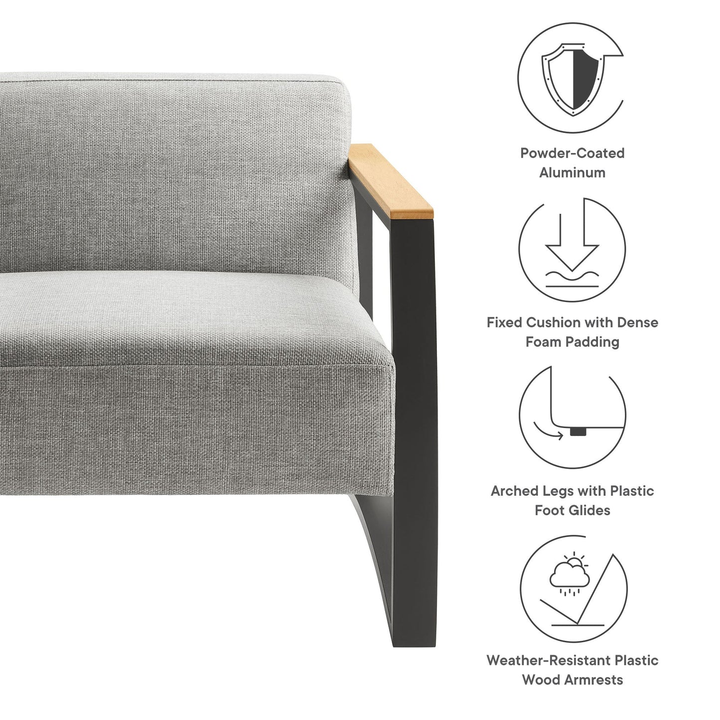 Sauve Outdoor Patio Aluminum Armchair by Modway