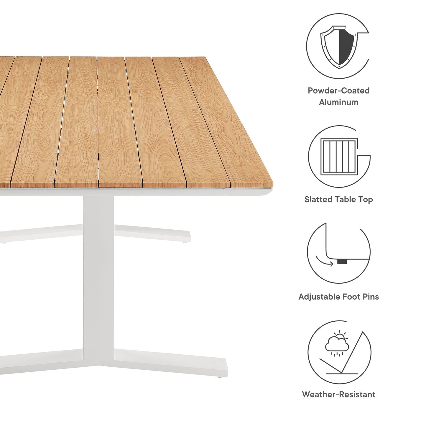 Contemporary Outdoor Aluminum Dining Table
