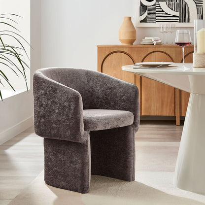 Pair of Verity Barrel Back Chenille Dining Armchairs by Modway in charcoal gray on Tampa Home & Garden Store