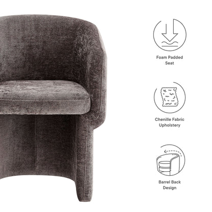 Verity Barrel Back Chenille Dining Armchair by Modway, brown textured upholstery on Tampa Home & Garden Store