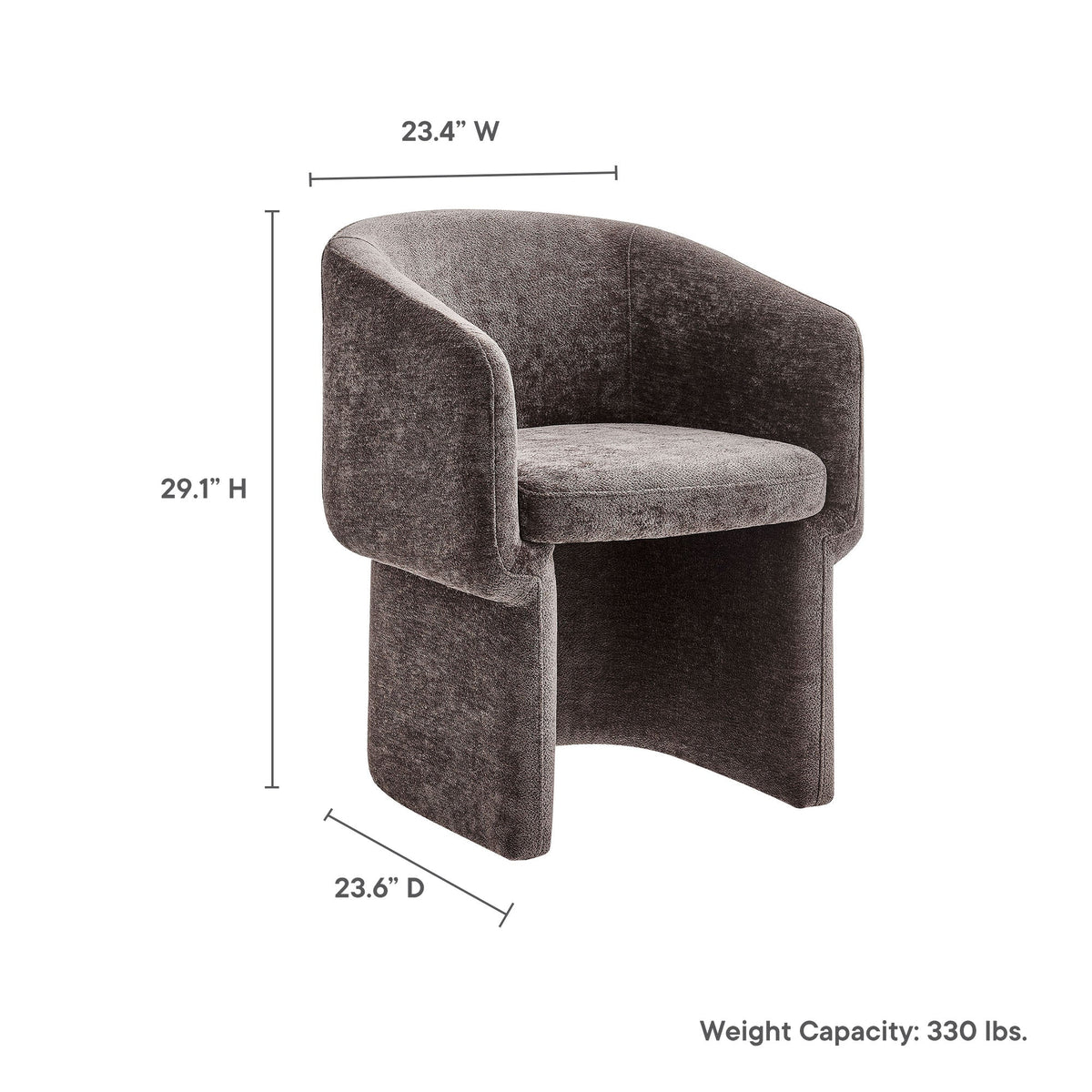 Verity Barrel Back Chenille Dining Armchair in brown chenille upholstery on Tampa Home & Garden Store