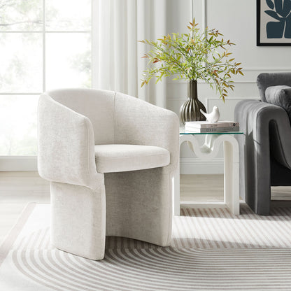Verity Barrel Back Chenille Dining Armchair by Modway in cream chenille upholstery on Tampa Home & Garden Store