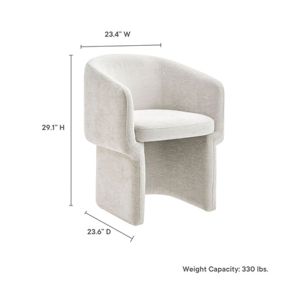 Verity barrel-back chenille dining armchair by Modway; cream upholstery, compact footprint on Tampa Home & Garden Store