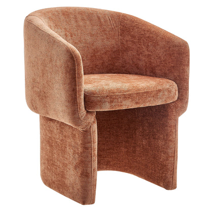Verity Barrel Back Chenille Dining Armchair in warm rust upholstery with rounded arms on Tampa Home & Garden Store