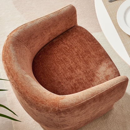 Verity Barrel Back Chenille Dining Armchair with warm rust upholstery on Tampa Home & Garden Store