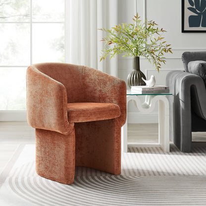 Verity barrel-back chenille dining armchairs in orange and gray by Modway on Tampa Home & Garden Store