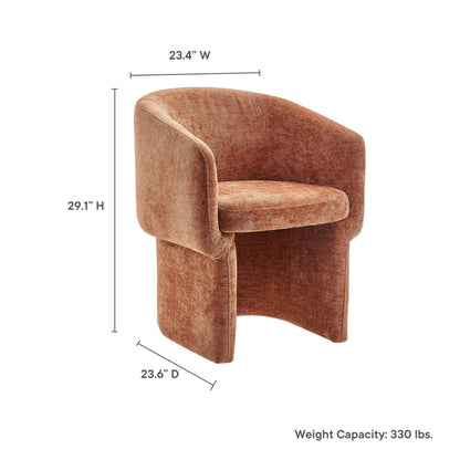 Verity Barrel Back Chenille Dining Armchair, rust-orange upholstery, curved barrel back, by Modway on Tampa Home & Garden Store