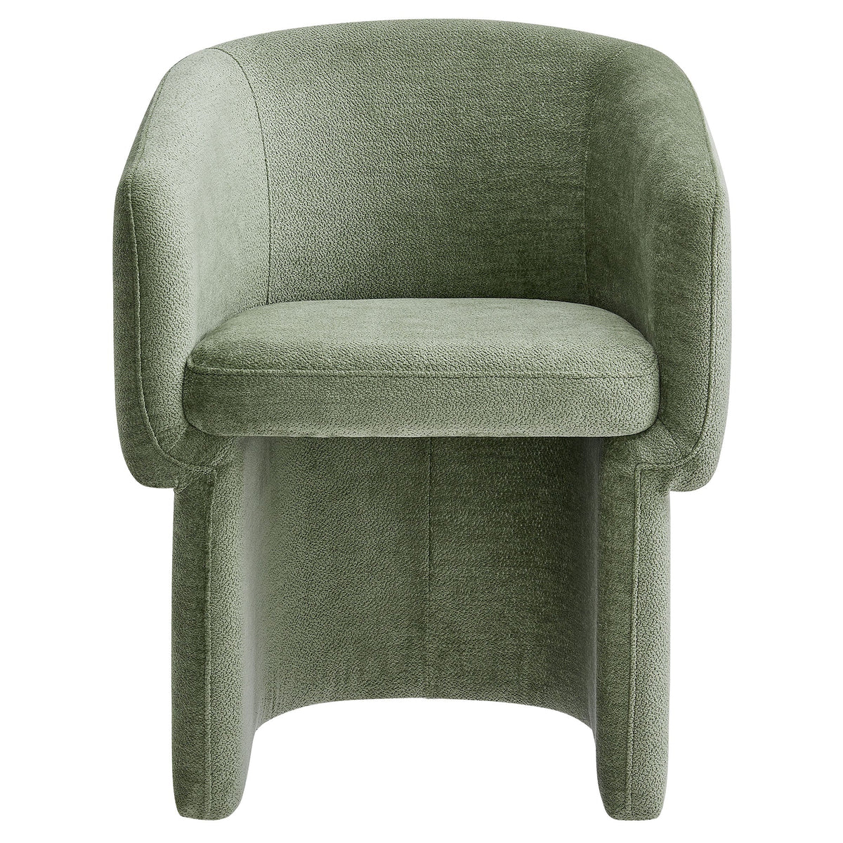 Verity Barrel Back Chenille Dining Armchair with rounded back and olive-green upholstery on Tampa Home & Garden Store