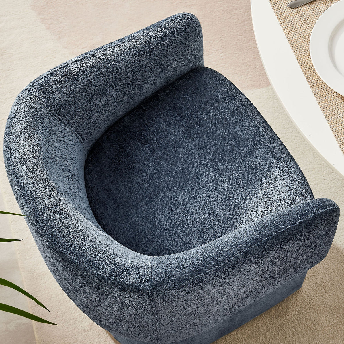 Verity Barrel Back Chenille Dining Armchair by Modway in navy blue upholstery on Tampa Home & Garden Store