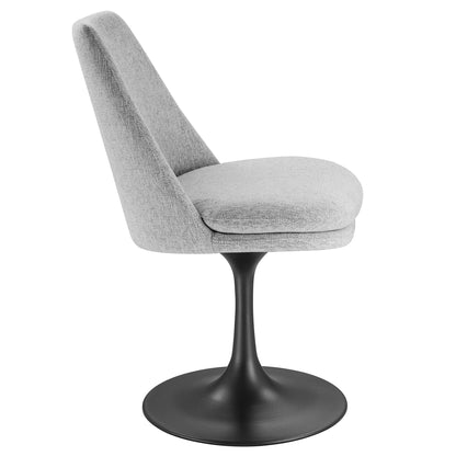 Lippa Swivel Dining Upholstered Side Chair by Modway in light gray fabric with a black pedestal base on Tampa Home & Garden Store