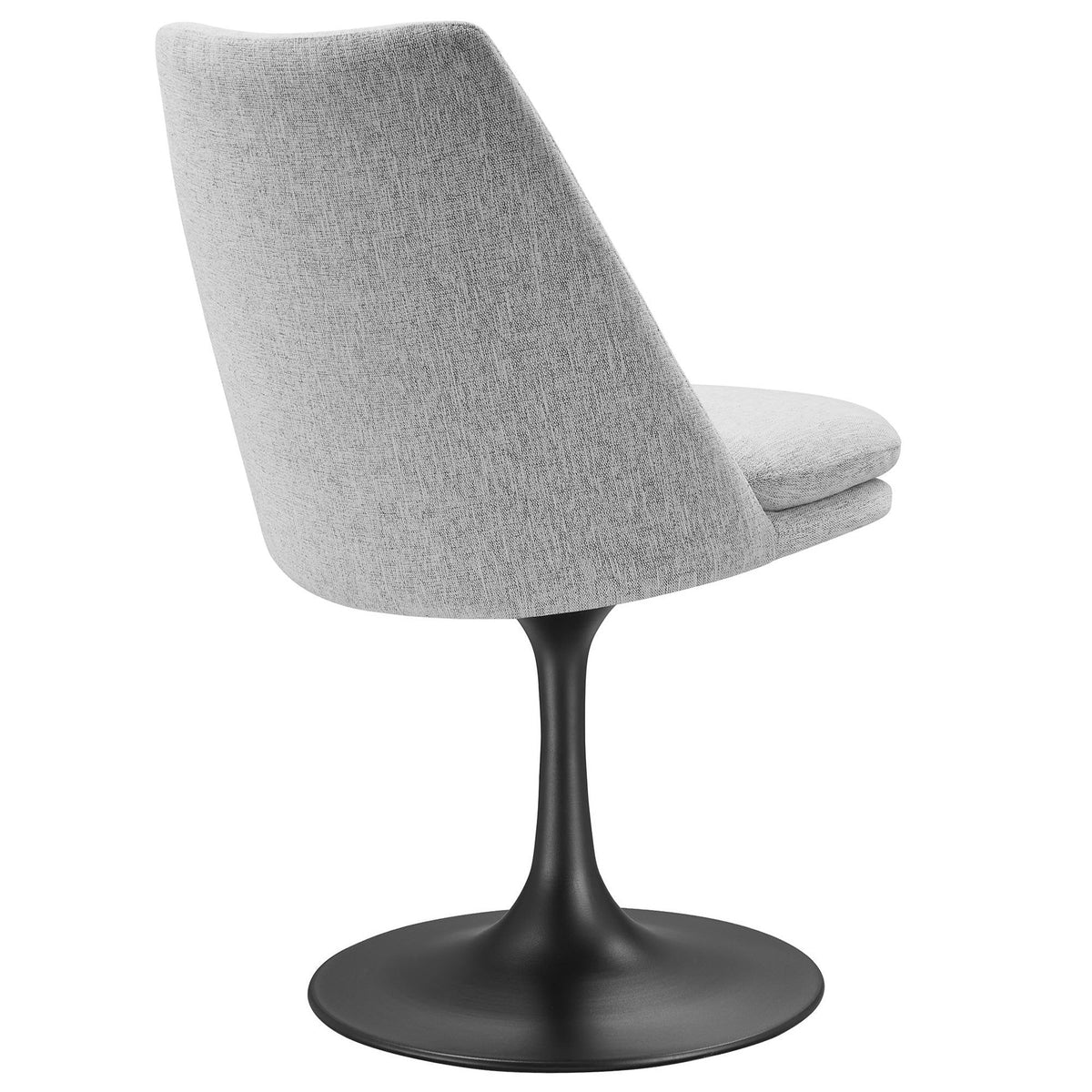 Lippa Swivel Dining Upholstered Side Chair by Modway, gray textured fabric, black pedestal base on Tampa Home & Garden Store