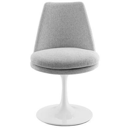 Lippa Swivel Dining Upholstered Side Chair in gray fabric with white base on Tampa Home & Garden Store